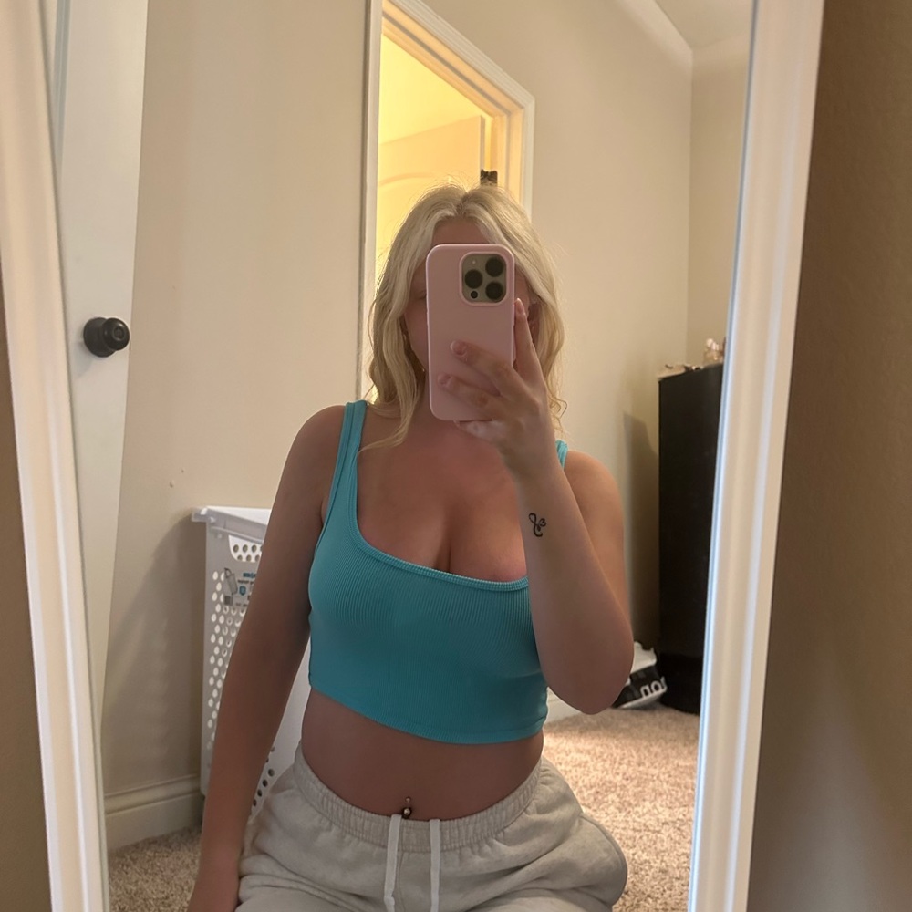 Garage Blue Cropped Tank Top